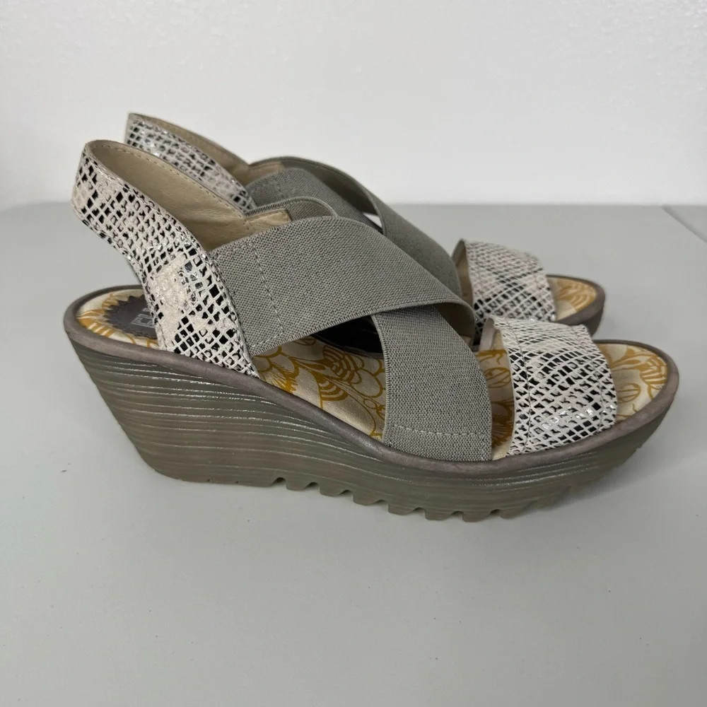 Fly London Yaji Cross Wedge‎ Sandal Size 37